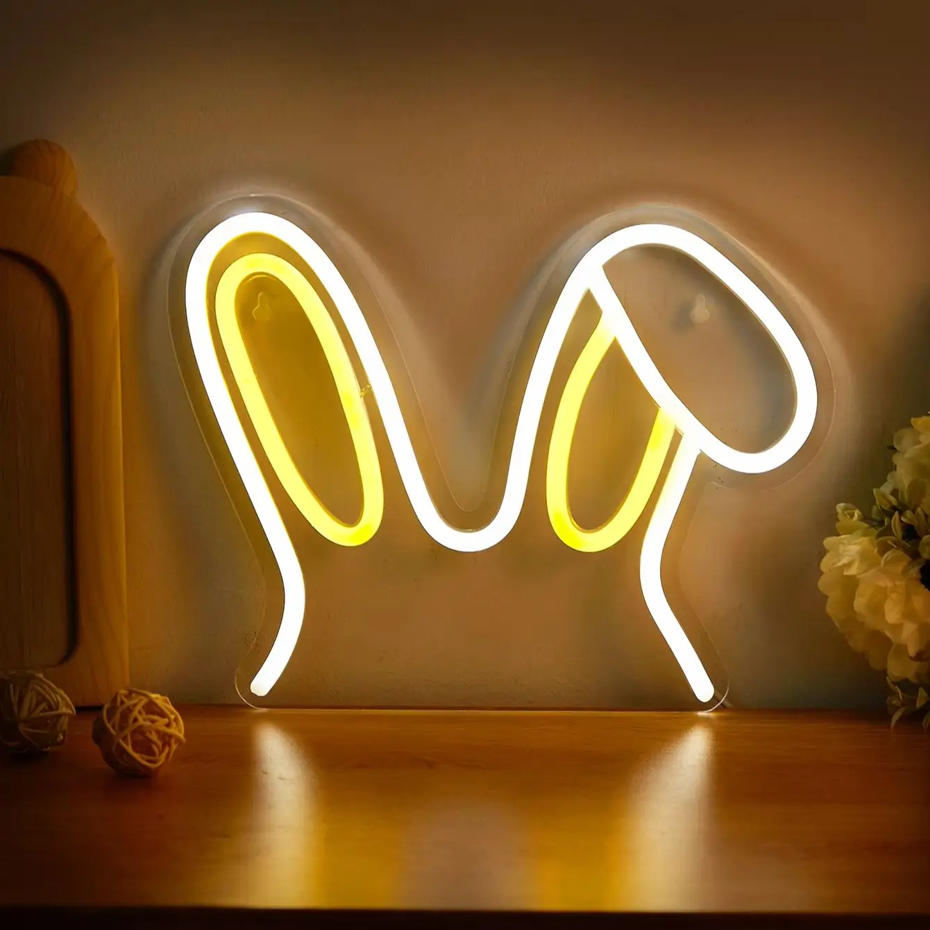 Chi-buy LED Neon rabbit ears USB Powered Neon Signs Decor Lamp Signs Birthday Gift Wall Art For Bedroom Room Bar Shop