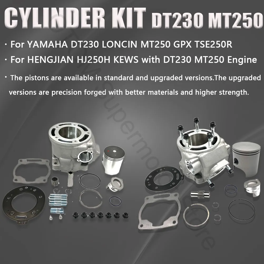 DT230 MT250 Motorcycle Cylinder Kit Piston Pin Ring Gasket Bearing Bolt Forged Piston Upgrade For YAMAHA LONCIN HENGJIAN KEWS