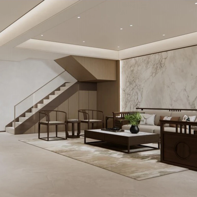 

Whole house customization new Chinese style living room dining table TV cabinet wooden furniture custom design and decoration