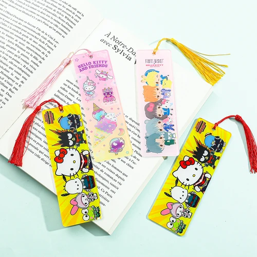 만화 귀여운 헬로 키티 책갈피, 애니메이션 선풍기 즐겨찾기, 아크릴 책갈피 읽기 마커, 친구 술, 할로윈 선물, 1 개 