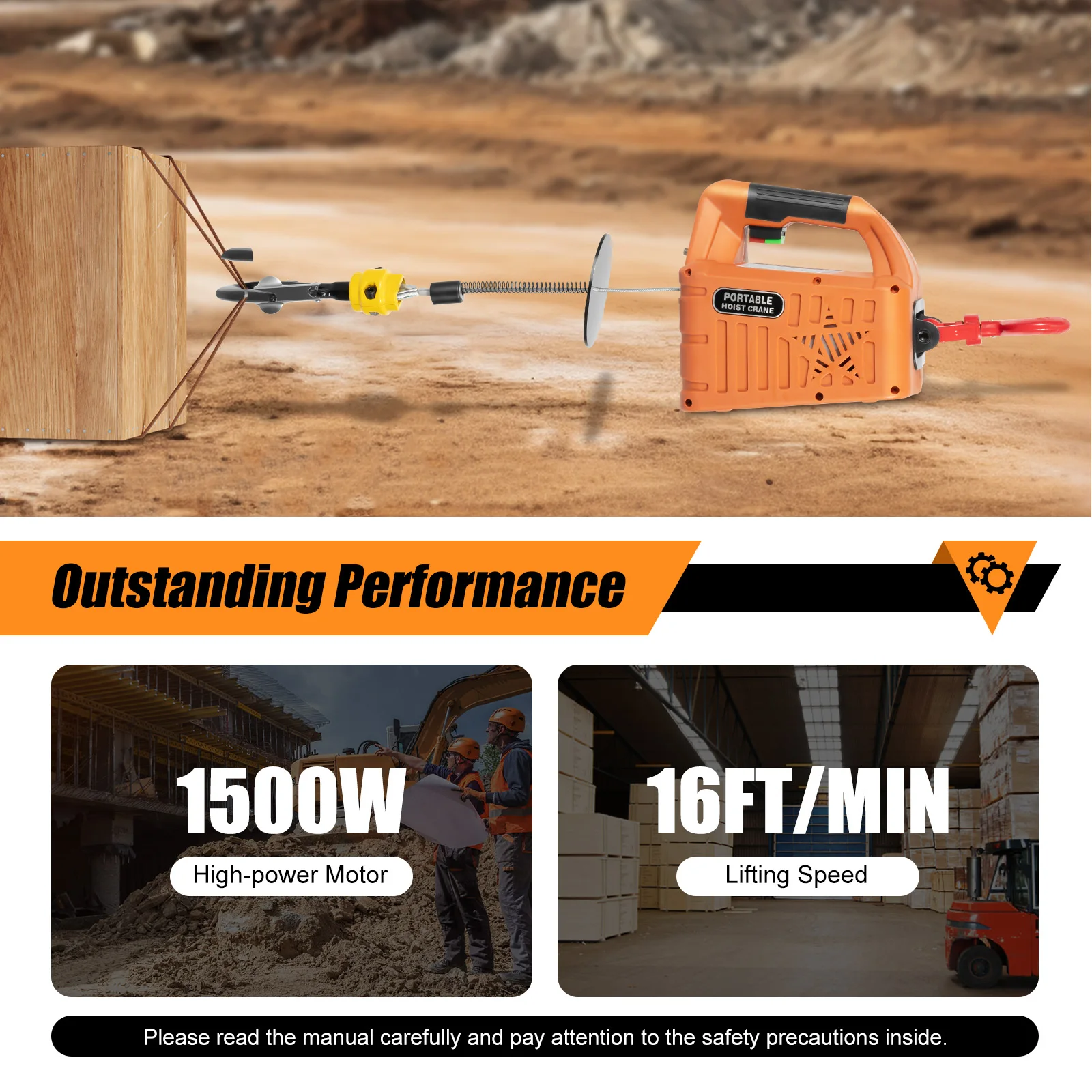 รอกไฟฟ้าแบบพกพา 3 ใน 1 - รอกไฟฟ้ากว้าน - รอกไฟฟ้าควบคุมระยะไกลไร้สาย - รอกไฟฟ้า 440/660/1100 ปอนด์สําหรับยก