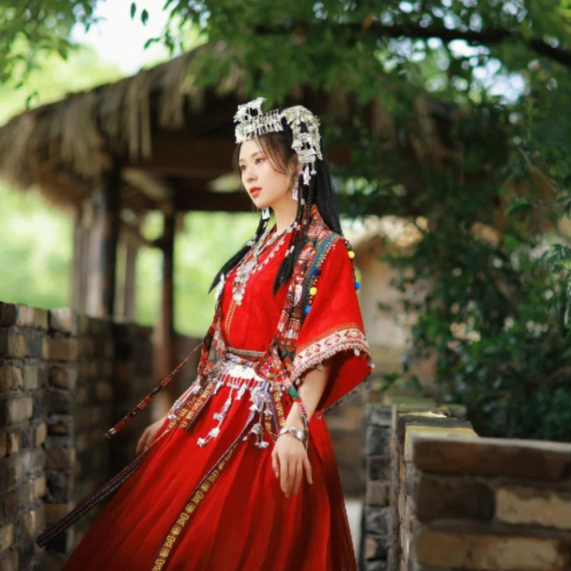 Chinesische Minderheit Miao Gruppe Thematischen Ethnische Mode Reisen Fotografie Kostüm Bühne Leistung Hanfu Outfits Weibliche Fee