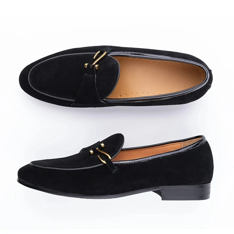 Classic Casual Loafers Men Cow Suede Shoes Elegant Fashion Office Daily Slip-on Comfortable Outdoor Adult Footwear 3color Design