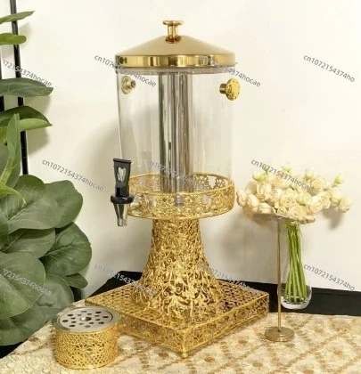 Elegant Luxury 8L Juice Dispenser Durable Clear Glass Gold Storage Pot Catering Restaurant Wedding Party Beverage Organizer