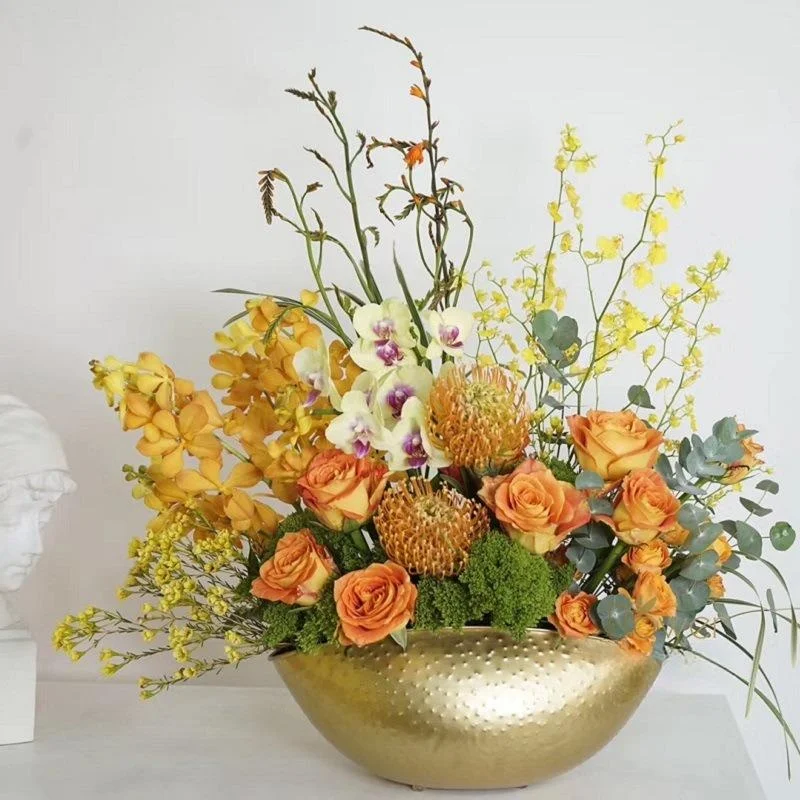 

Large Size Golden Bowl Pot Vase Jubao Pot Flower Planting Handmade Iron Flower Pot for Home Hotel Decorative Gift Metal