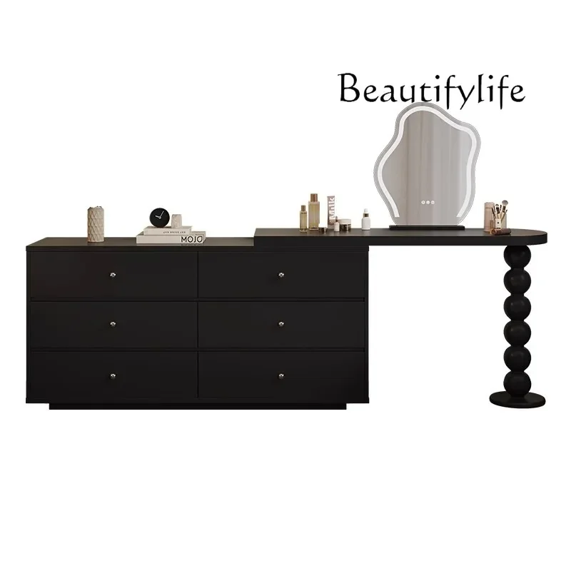 X Medieval Solid Wood Retractable Dresser Modern Simple Retro Bedroom Corner Makeup Table