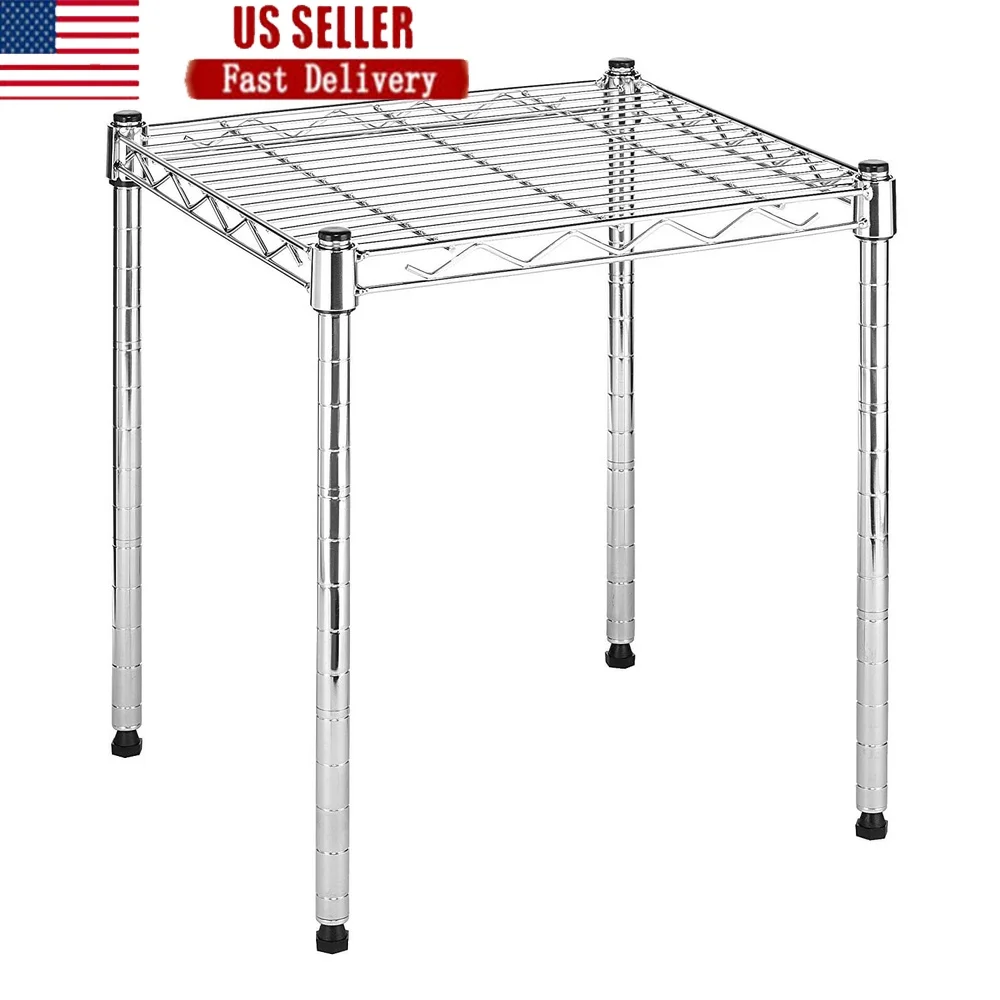 

Heavy-Duty Adjustable Chrome Stacking Shelf Organizer Home Office Kitchen Durable Steel Modular Design Easy Assembly