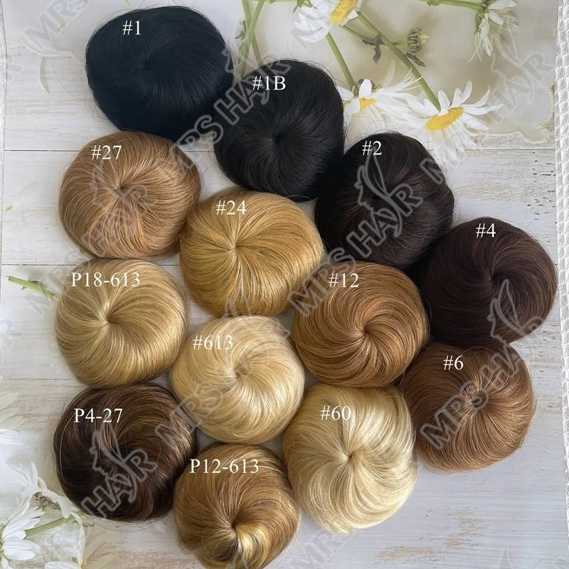 MRS HAIR Panini per capelli umani Artiglio su coulisse Coda di cavallo Pezzi di capelli flessibili Updo Ciambella Chignon Clip su panini per matrimoni e spettacoli