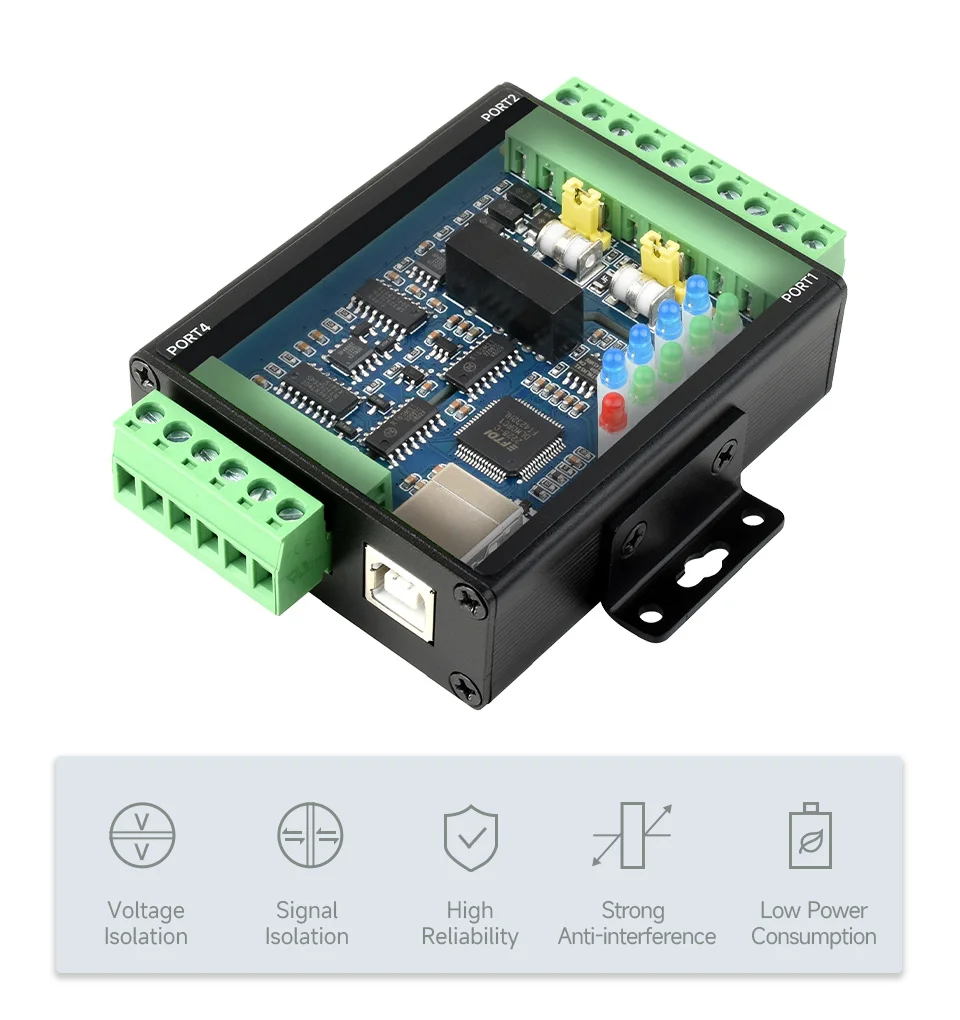 Imagem -06 - Industrial Isolado Usb para Conversor Rs232 485 Chip Original Ft4232hl Suporta Usb para 2-ch Rs232 Mais 2-ch Rs232