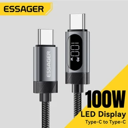 Essager digital dispaly cabo usb c para iphone 16 15 xiaomi huawei 100w pd carregamento rápido para macbook ipad tipo c para tipo c cabo