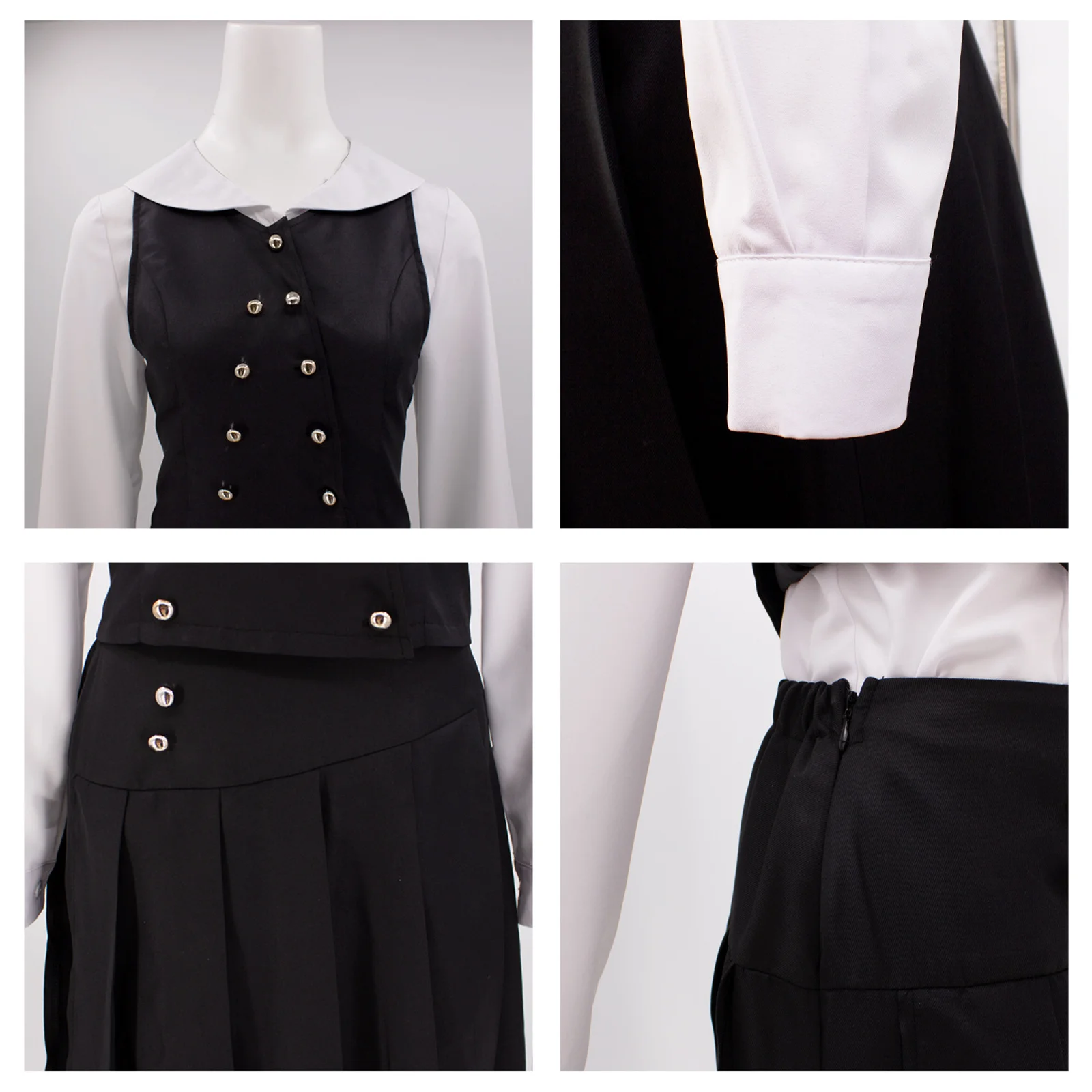 مجموعة كاملة من أزياء Elphaba التنكرية للقميص الأبيض والسراويل السوداء لحفلات الهالوين