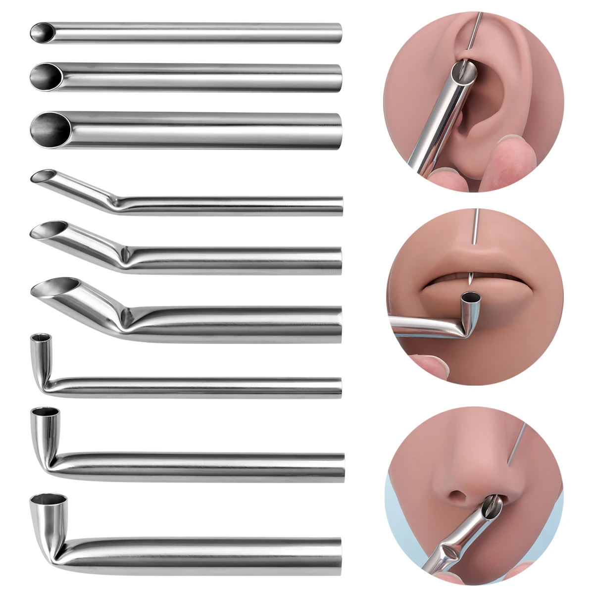 1pc 304L Stainless Piercing Receiving Tube Accepts Needles Needle Receiving Tube Body Jewelry Holding Piercing Tool 4/6/8mm ID