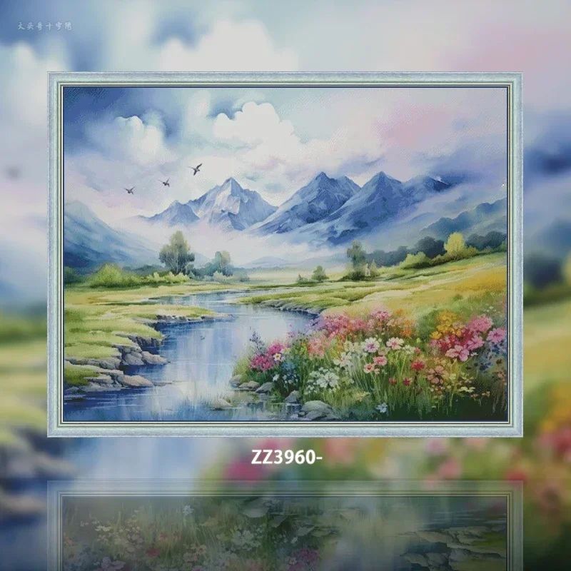 Stamped Cross Stitch Kit 14CT 16CT Pre Printed Canvas Cotton Thread Embroidery Needlework for Wall Decor[ZZ3960-Yuanshan Rudai]