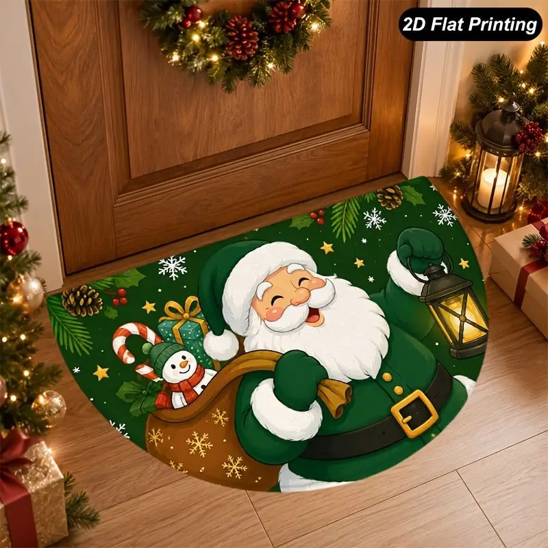VIKAMA Merry Xmas Small Area Rug Soft Washable Non Slip Buffalo Plaid Reindeer Snowflake Carpet Christmas Holiday Decor