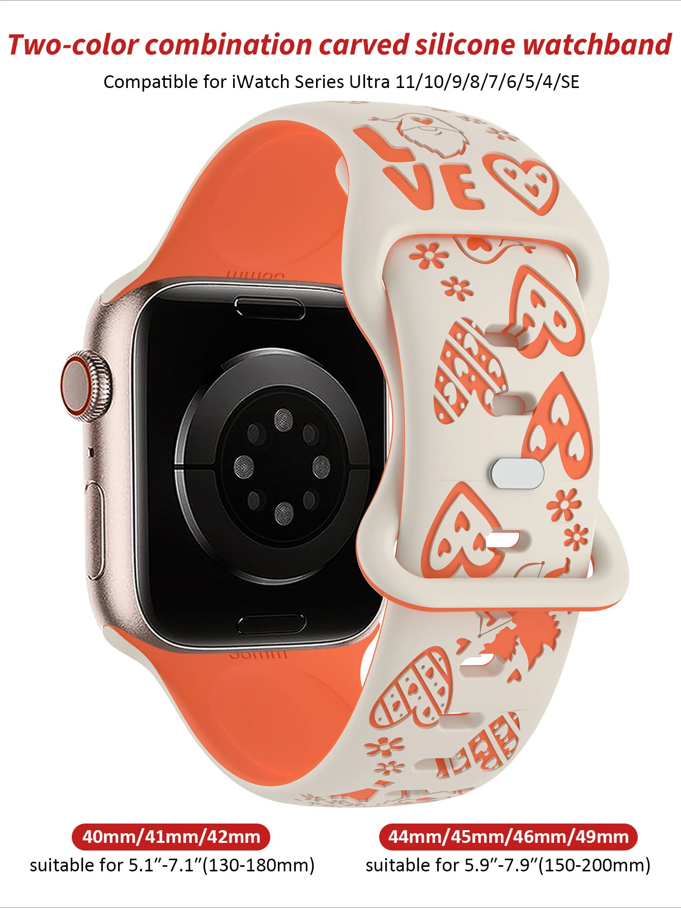Soft watch band for Apple Watch 40/41/42/44/45/46/49mm,Women's Heart Angel Comfortable Silicone Strap, for Series 11 10 987 654 - view 2