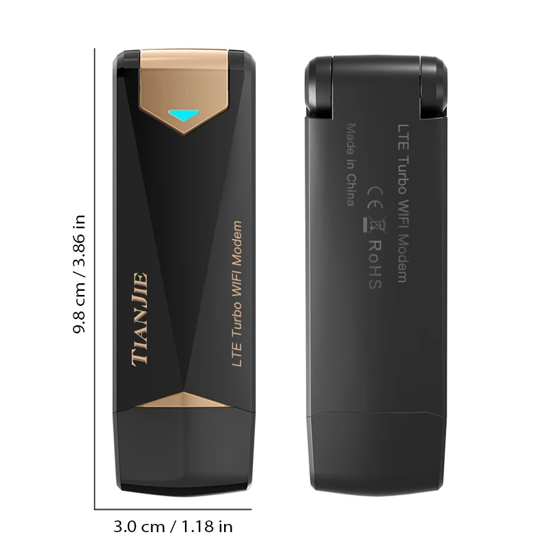 TIANJIE UF909 Modem USB 4G dengan hotspot Wi-Fi, Router slot kartu SIM 270 °   Antena Lipat, Dongle Ufi internet berkecepatan tinggi 150Mbps