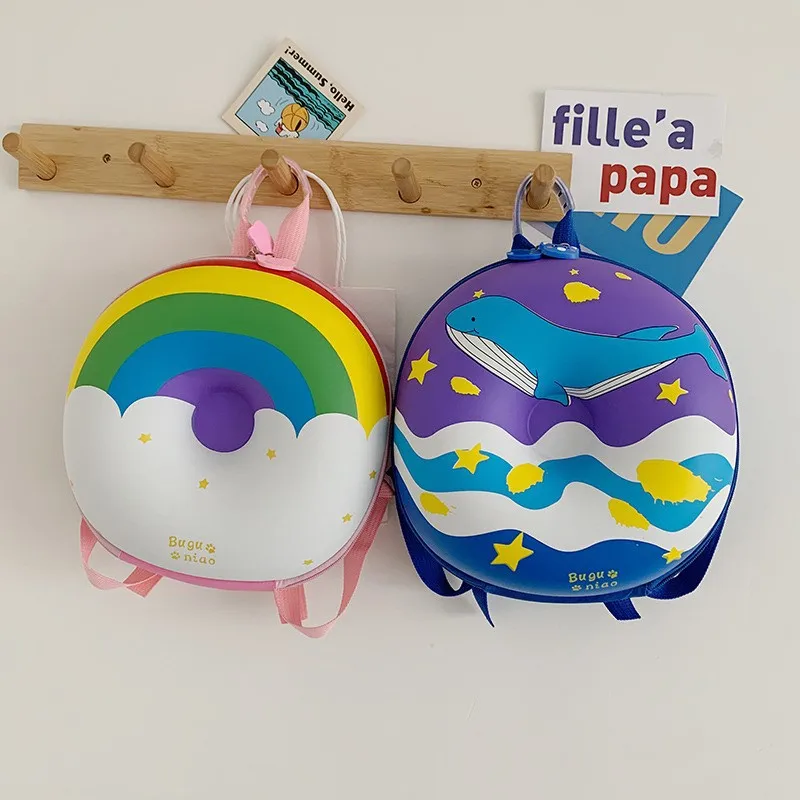 Zaino per bambini dell'asilo creativo nuovo cartone animato tridimensionale arcobaleno ciambella ragazzi e ragazze zaino zainetto per bambini