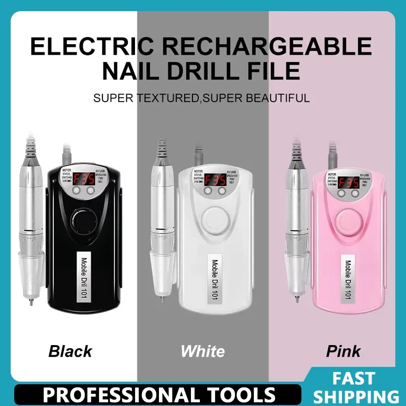 

35000RPM Nail Drill Machine for Nails Rechargeable Manicure Low Noise Professional Electric Nail Drills Motor Polishe Sander