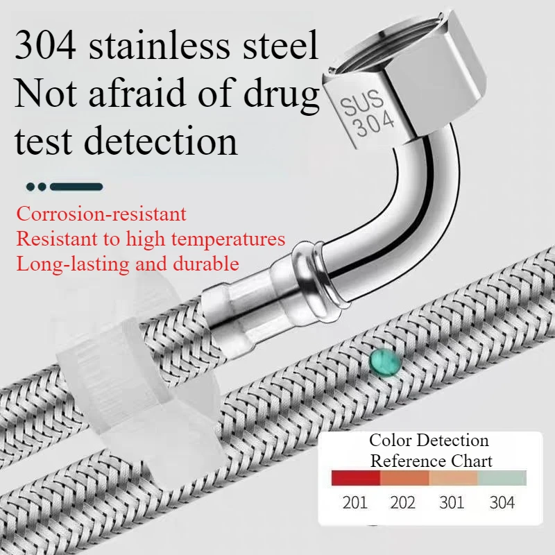 90 °   com uma tubulação de curvatura tubo de entrada de vaso sanitário 304 tubo de tecido de aço inoxidável metal ângulo reto tubo à prova de explosão de água quente fria