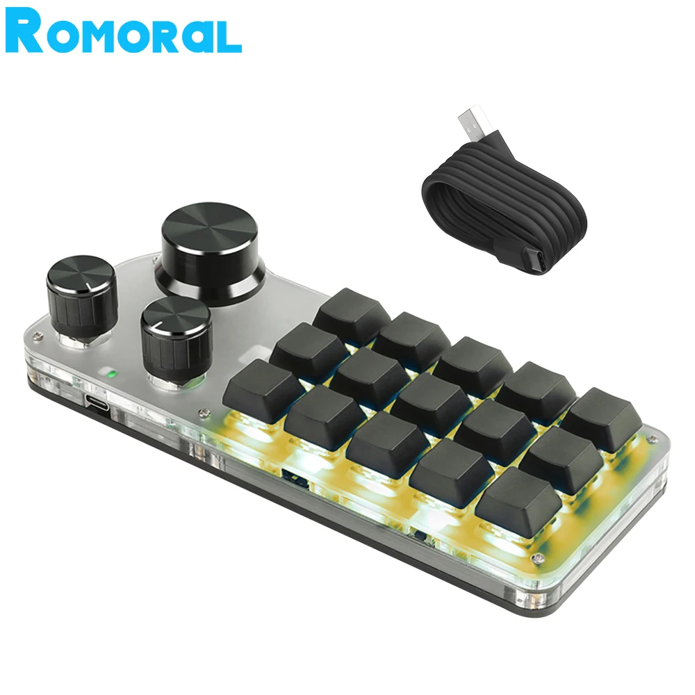 Mechanical Keyboard Bluetooth 5.0 Gaming Keyboard RGB 15/12/6 Custom Keypad Hotswap Macropad Knob Keyboard for Gaming Photoshop