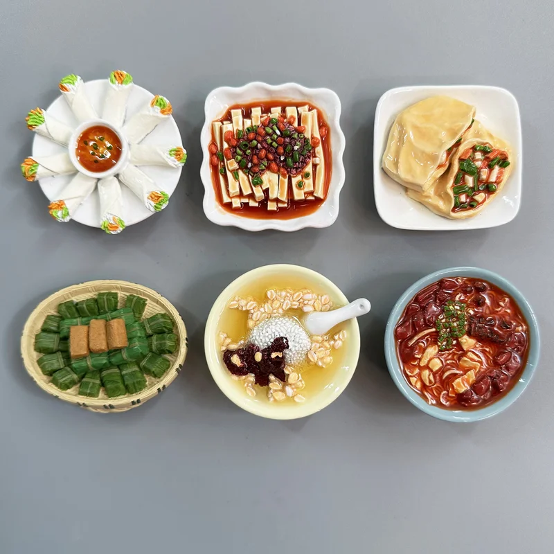 

3D Chinese Food Fridge Magnets Creative Delicacy Pattern Magnetic Stickers Mini Accessories Magnetic Sticker Gift Tourism Souven