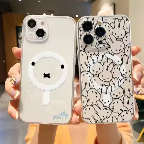 패션 만화 스티커 Magsafe M-Miffys-마그네틱 휴대폰 케이스, 삼성 갤럭시 S24 S23 S22 S21 S20 플러스 울트라 5G 카와이 커버