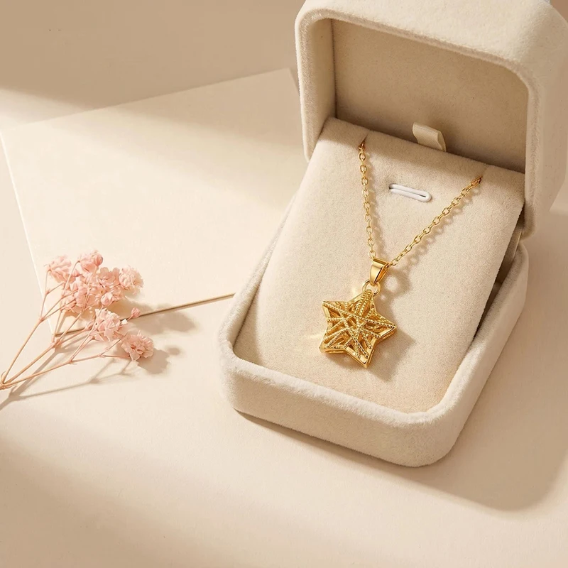 Fotografia 5: Colar Feminino de Aço Titânio de Luxo com Design de Nicho Estrela e Lua, Acessórios Simples e Microincrustados - Lançamento Quente