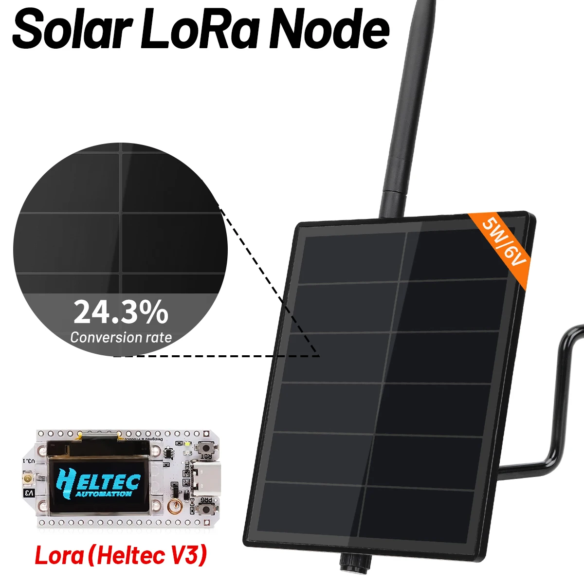 D5 Solar Node With 5V Solar Panel ESP32 LoRa 32 V3 For WiFi Meshtastic LoRaWAN Heltec ESP32 SX1262 LoRa Built in 3.7V Battery
