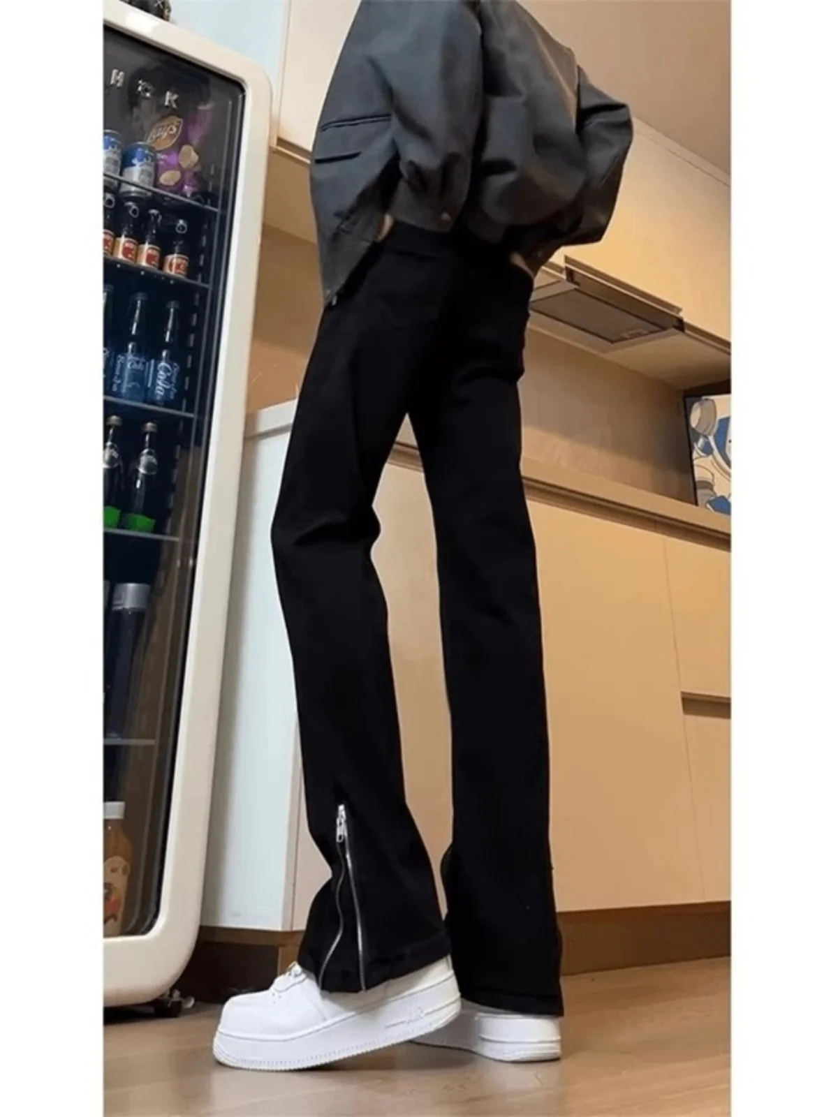 

Мужские джинсы Cleanfit Bla с боковой молнией, весенне-осенние, в стиле High Street, прямые, зауженные, слегка расклешенные, повседневные