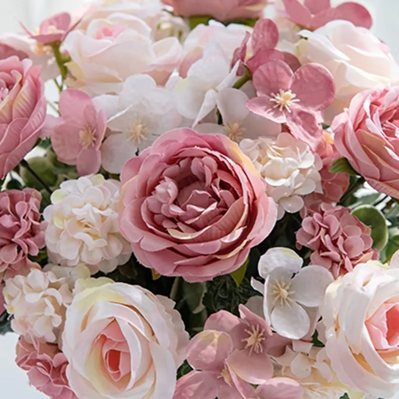 Künstliche Blumen 7 Zweige Seiden-Pfingstrose Rose Hortensie Hochzeitskranz Heim Zimmer Außenbereich Garten Bogen Festival Dekoration Arrangement Requisite – Detail 3