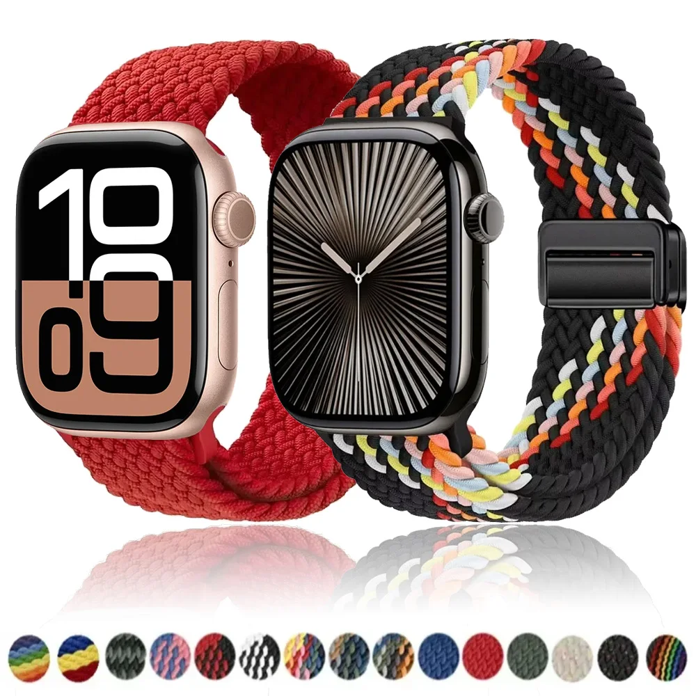Nylon-Geflechtarmband mit Magnetverschluss für Apple Watch Ultra 3 2 1 49mm 11 10 9 8 7 iWatch 6 5 SE 44mm 40mm 45mm 41mm 46mm 42mm