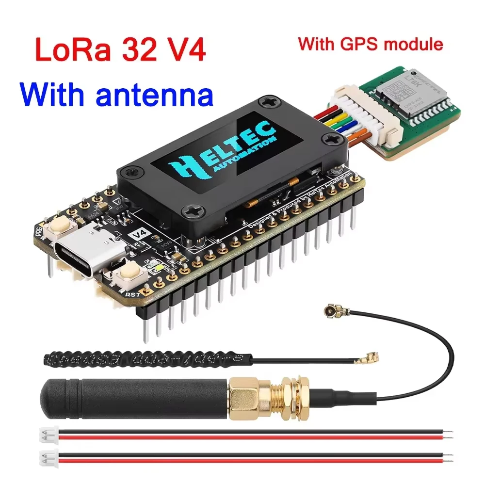 Yarryuter Heltec V4 Meshtastic WiFi LoRa 32 Dev-Board Case Set met Zachte Antenne SX1262 SX1262 Zonne- BLE Laag Vermogen