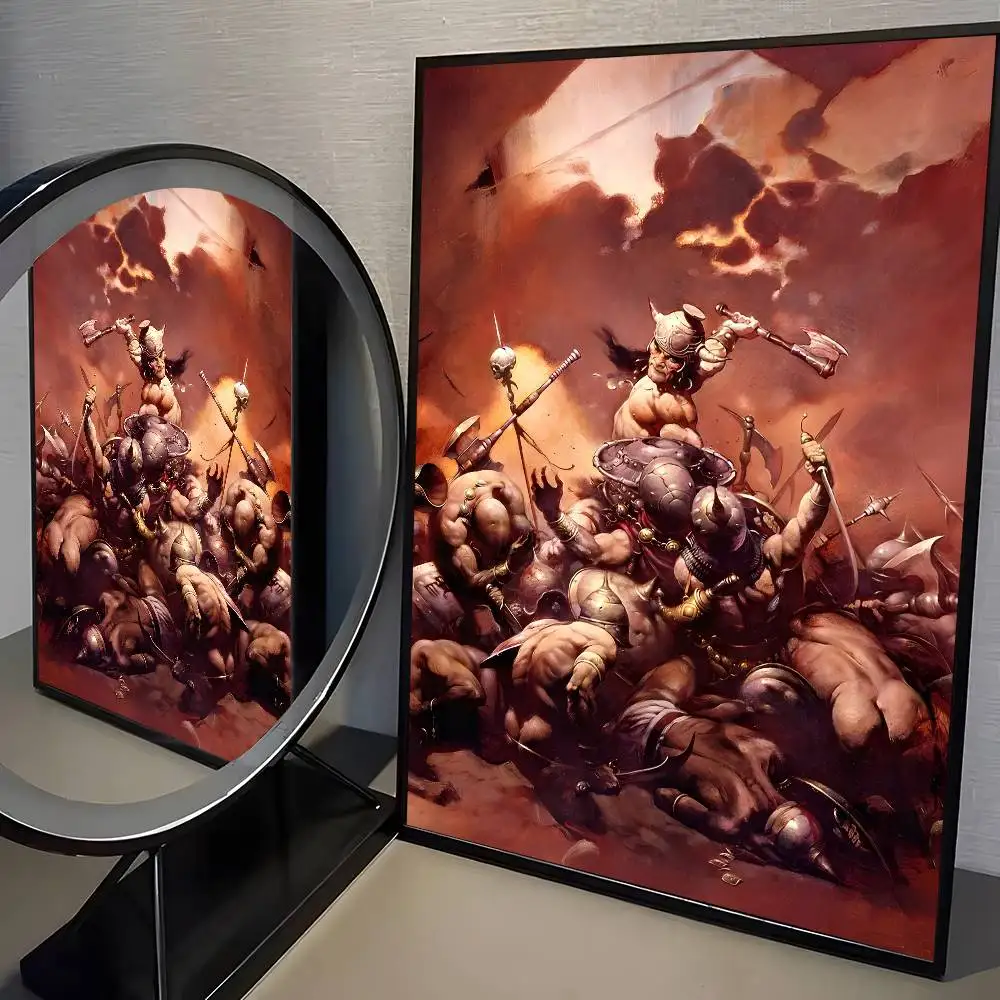 ملصق فني من Frank f-Frazetta عالي الدقة لديكور المنزل على الحائط اللاصق المقاوم للماء وغرفة المعيشة المنزلية والديكور الجمالي #6