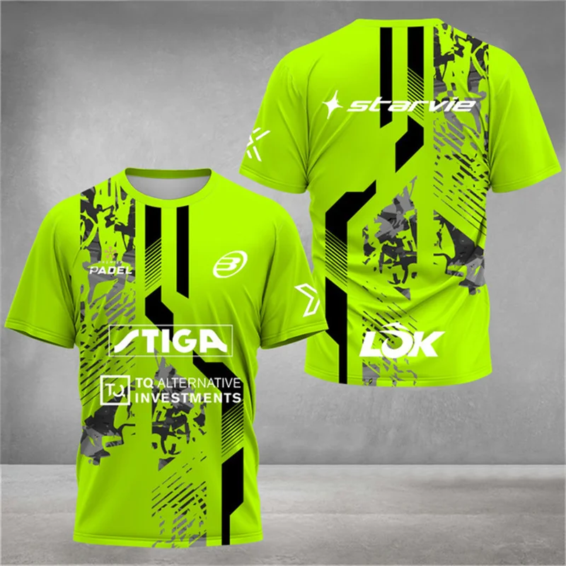 2024 Stijlvolle Bedrukte Padel Jersey Ademende Sneldrogende Tennis Korte Mouw T-Shirt Big Size Heren Sportkleding Fitness Kleding