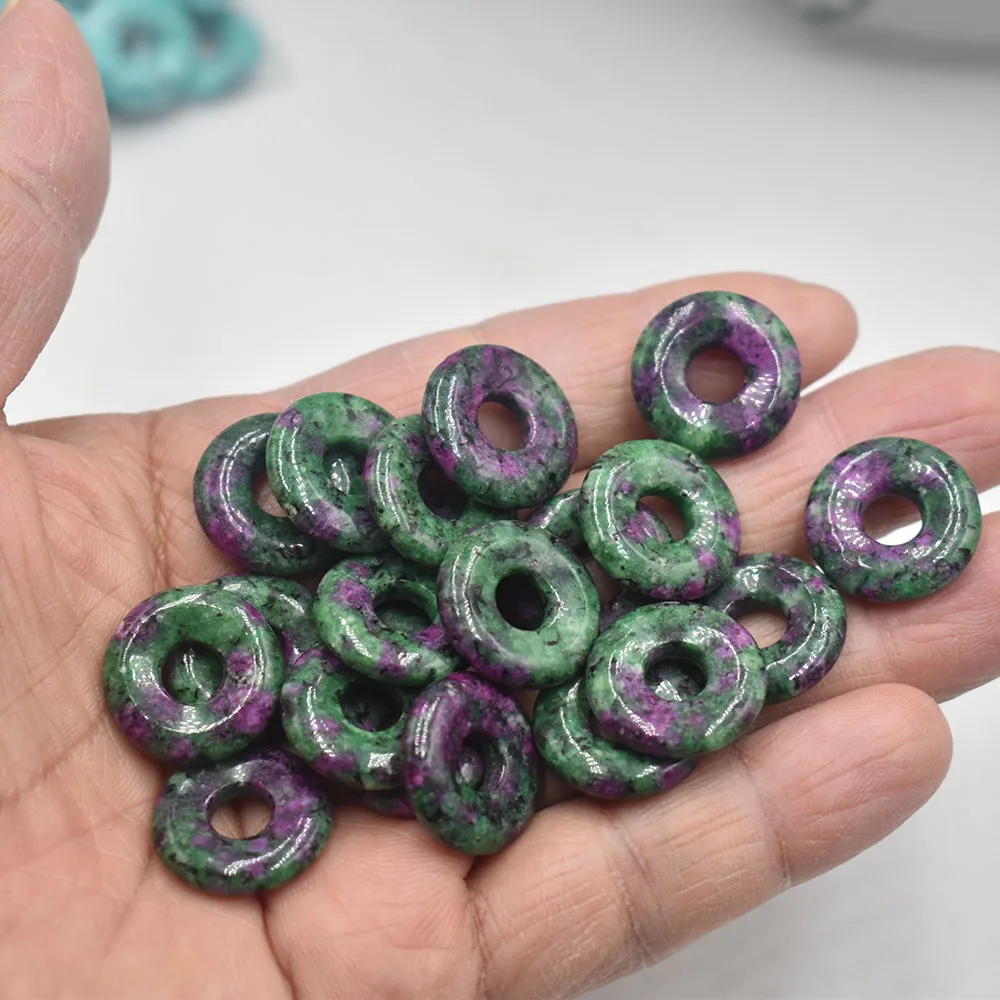 Modische, hochwertige, sortierte Naturstein-Gogo-Donut-Anhänger, Perlen 18mm für Schmuckherstellung, Großhandel 12 Stück/Los, kostenlos. – Detail 21