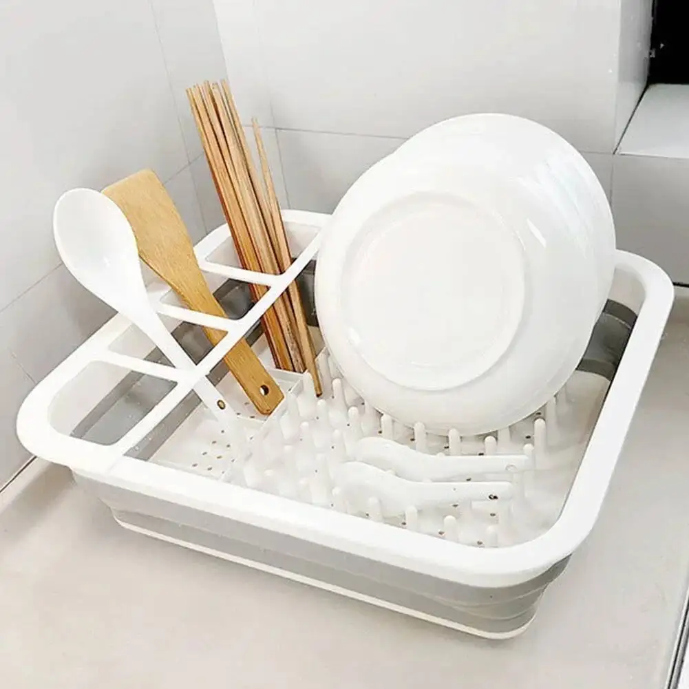 

Collapsible Dish Drainer Dinnerware Organizer Plastic Sink Drying Rack Caravan Camper Van Camping Tent Accessories
