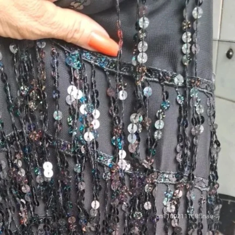 Новая тренировочная одежда для танца живота с цепочкой на талии и набедренным шарфом, юбкой с запахом и блестящей одеждой для выступлений с поясным шарфом