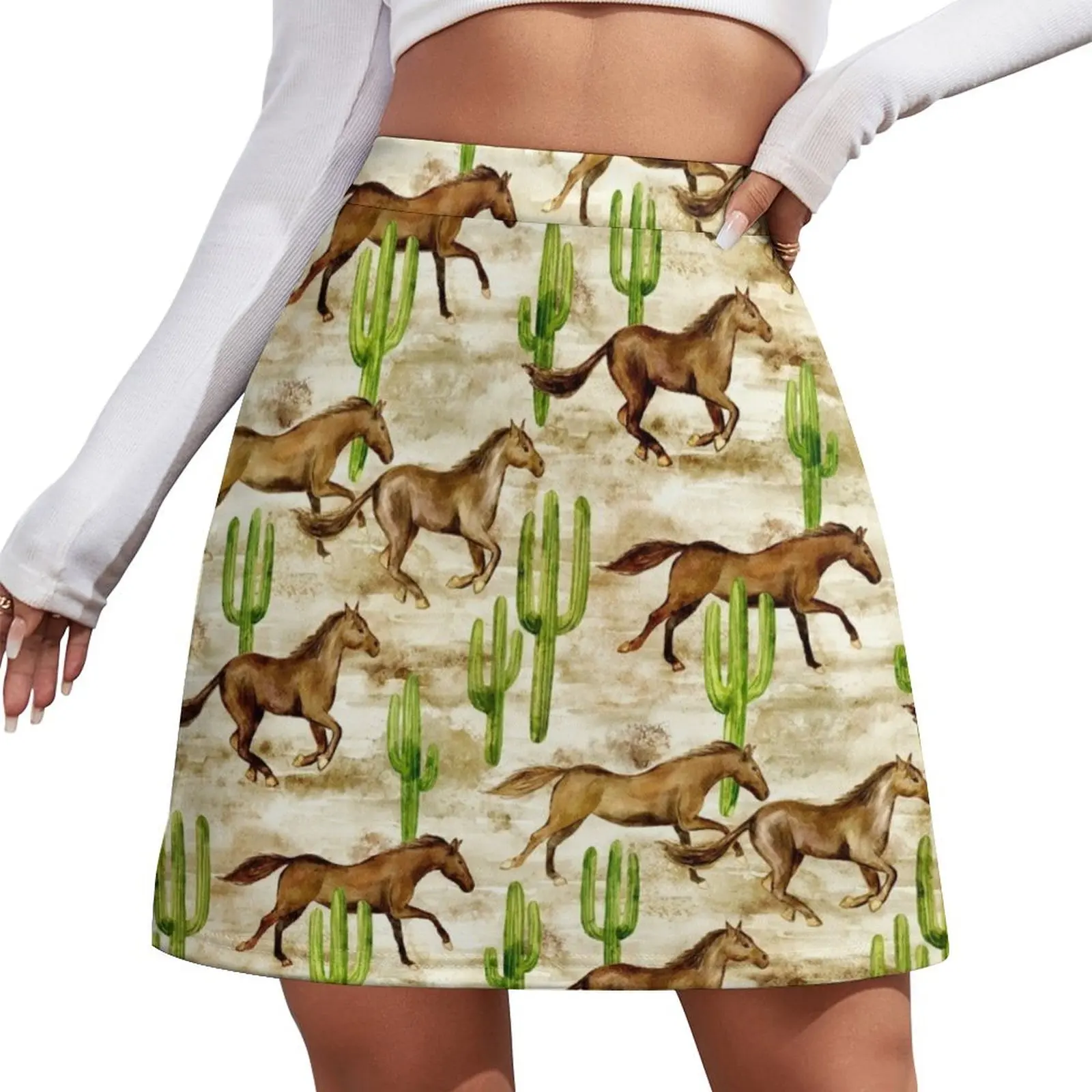 

Wild and Free - watercolor horses Mini Skirt summer dresses for women 2025 Korean clothing