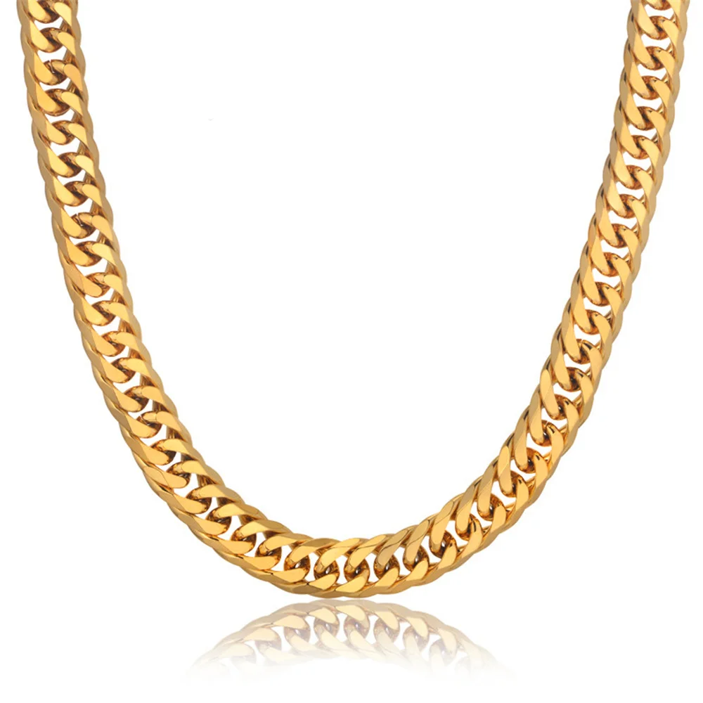 Punk Cuban Link Chain Necklace Wholesale 14mm Male Gold Color Stainless Steel Heavy Chains For Men Fashion Party Jewelry Gift