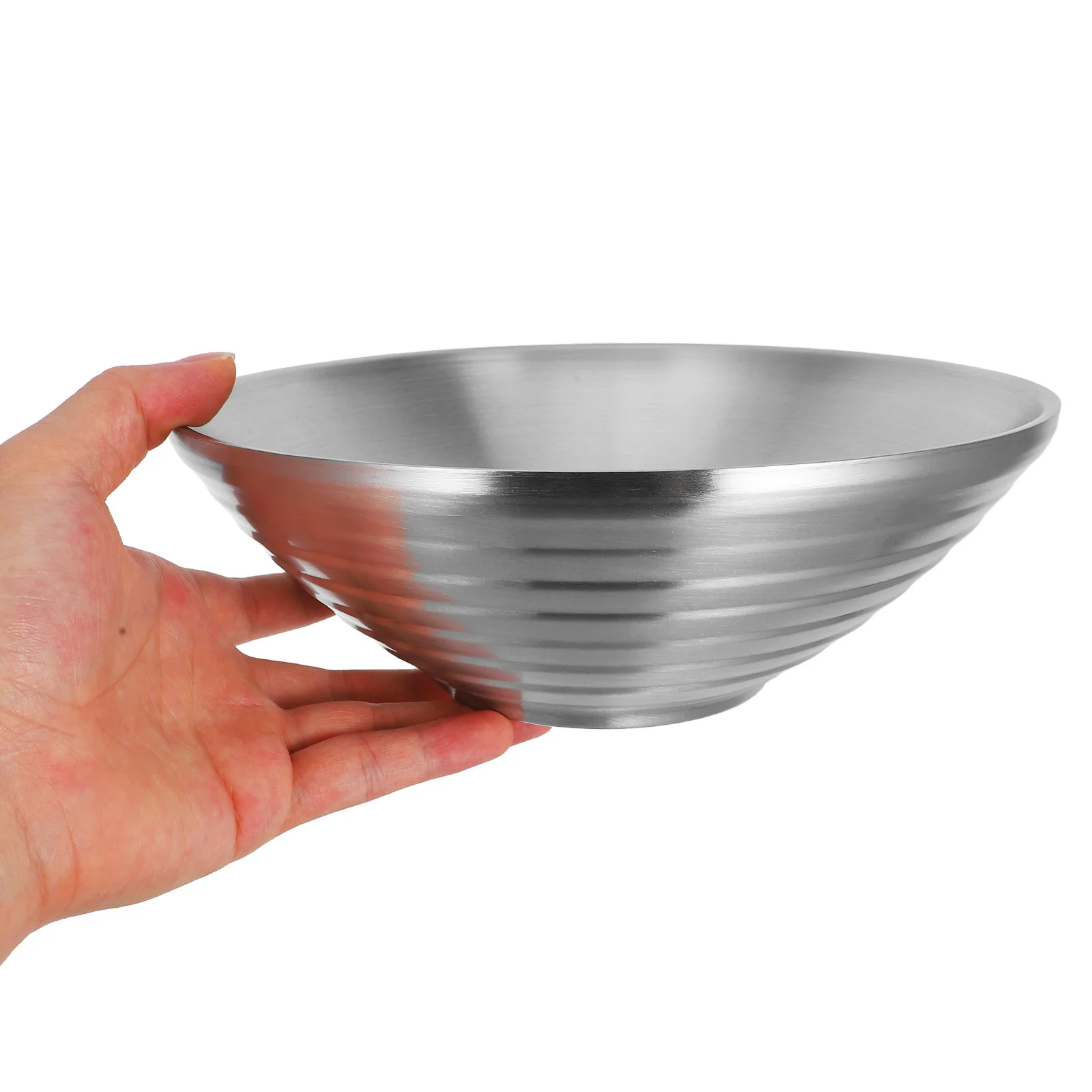 Double Layer Heat Resistant Stainless Steel Ramen Noodle Bowl Large Capacity Household Multi-Function Food Bowl
