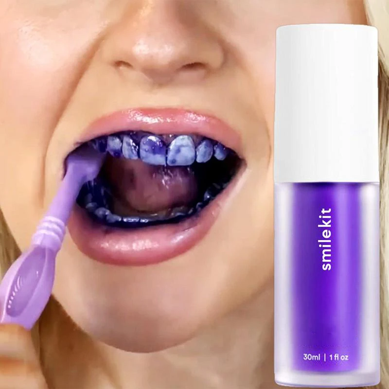 30ml Purple Whitening Toothpaste Remove Stains Reduce Yellowing Care For Teeth Gums Fresh Breath Brightening Teeth 2023