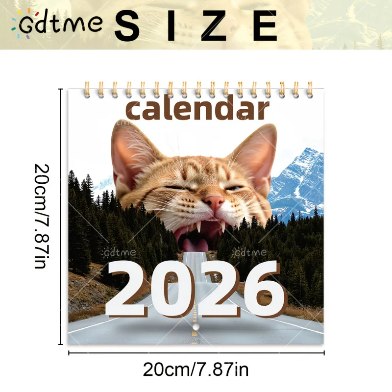 1pc2026Abstract Magical Cat Upgraded Edition Pearlescent Calendar Wall Calendar，Simple and Elegant Original Design New Product