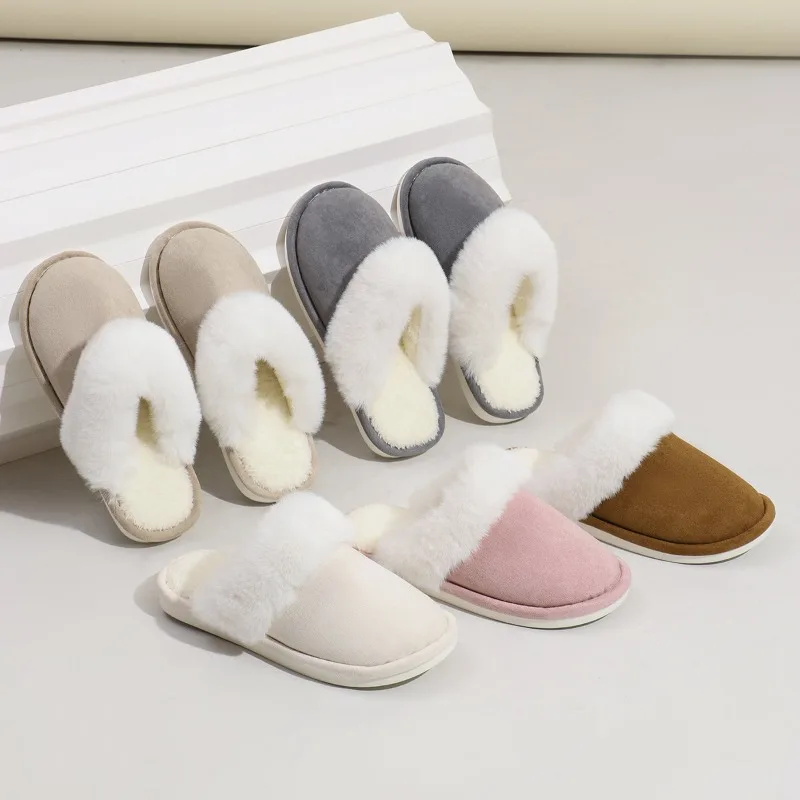 

2025Autumn and Winter Plush Slippers, Home Anti-slip and Warm, Men's Slippers, Women's Soft-soled Cotton Slippers, Couple Styles