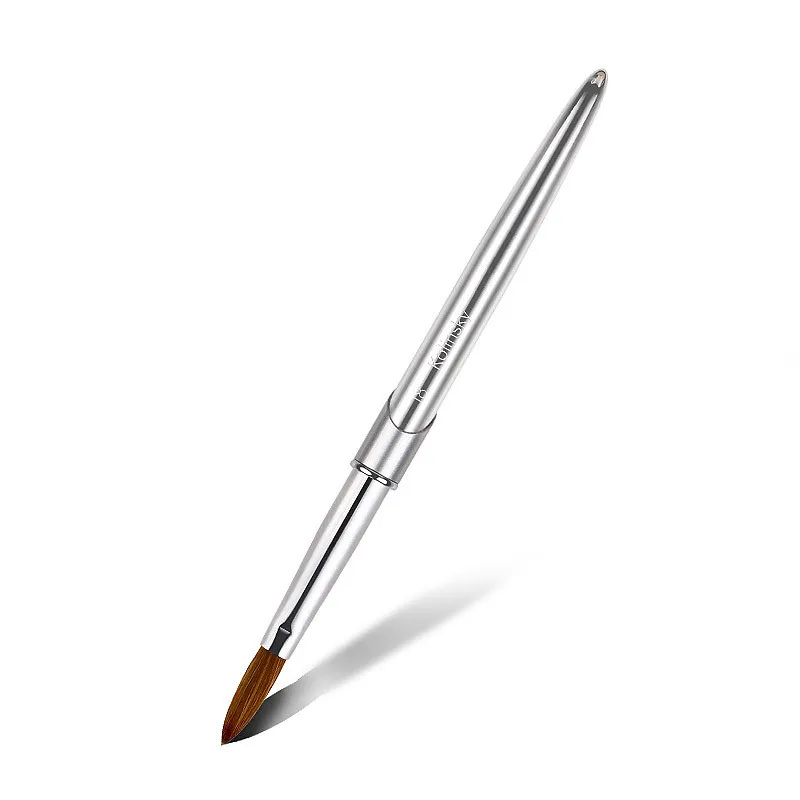 1PC 純粋コリンスキーネイルブラシ シルバー UVジェルポリッシュ ネイルアート エクステンション ビルダー マニキュア ネイルペン ペイント ドローイングブラシ