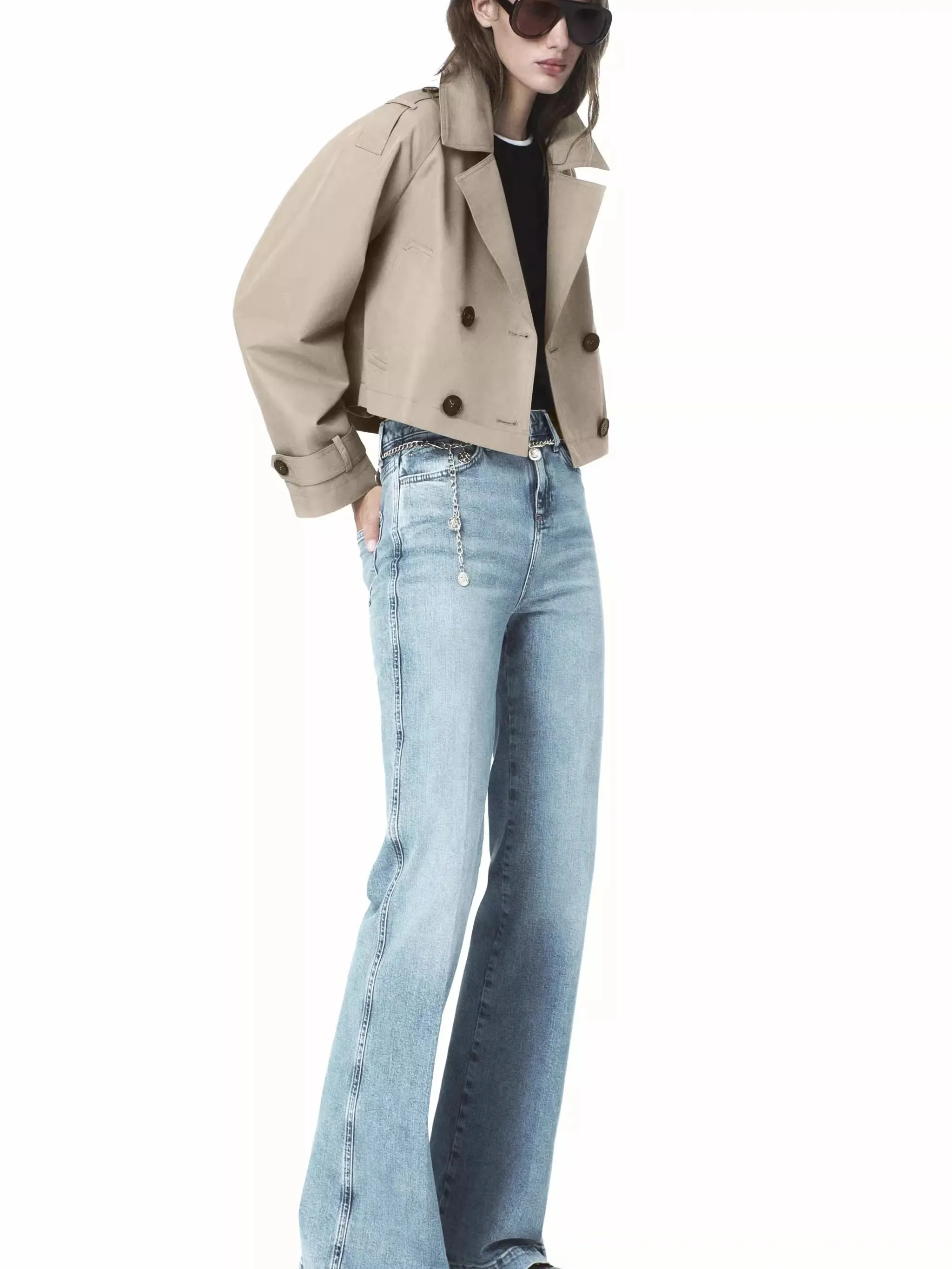 

Fall 2025 New Arrival Women's Classic Long Sve ort Coat Double Breasted Zipper High End Feel Commute Sle Briti Faion