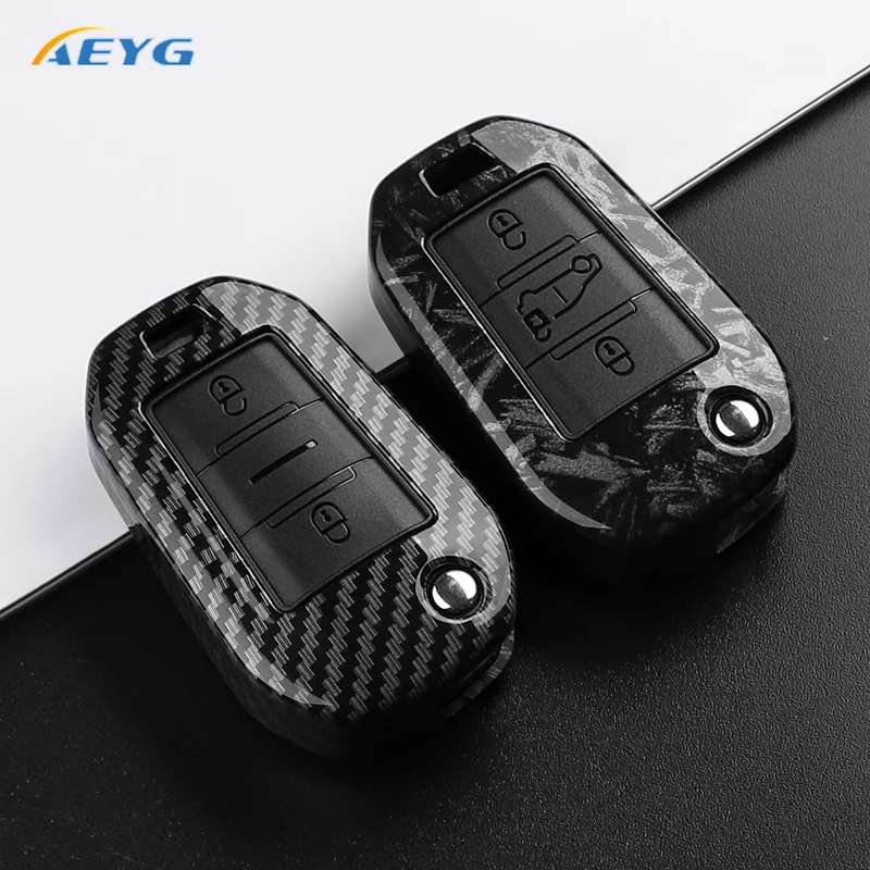 ABS Carbon Fiber Car Key Case Cover For Peugeot 208 2008 308 3008 508 408 307 4008 for Citroen C3 C4 C5 C6 C8 keychain