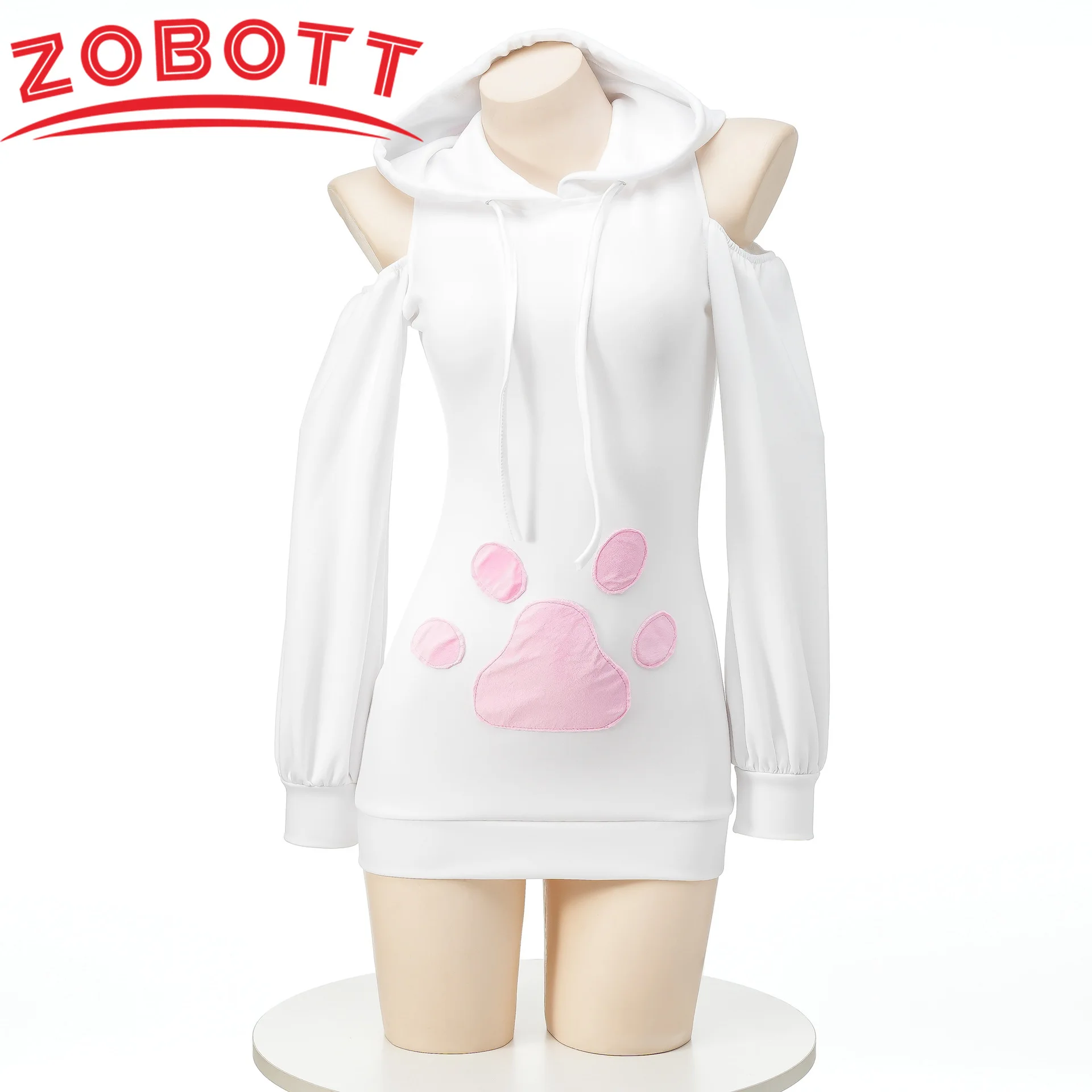 

Anime Cute Cat Hooded Dress Pajamas Unifrom Women Pink Cats Paw Backless Hoodie Cosplay Lingerie Rabbit Girl Role Play Underwear