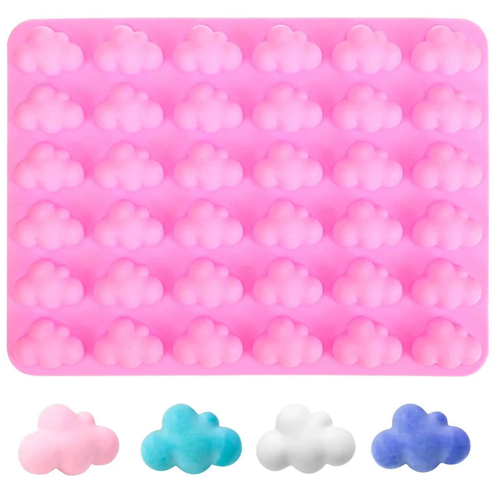 

36 Pcs Cloud Shaped Silicone Molds Pink Color Heat Resistant Non Stick DIY Cake Making Epoxy Resin Mold Suitable Home Hotel Cafe