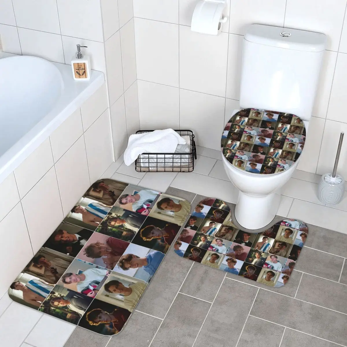 

Коллаж Conrad Fisher, 3-х предметный коврик для ванной, набор для ванной комнаты, крышка для унитаза, домашний декор, нескользящий ковер, напольный коврик