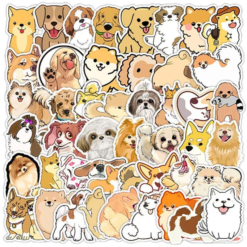 50개 만화 맞춤형 강아지 창의적인 낙서 장식 스티커